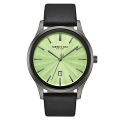 Kenneth Cole KCWGB0000272 Men's Quartz Watch Green Dial Black Leather Strap