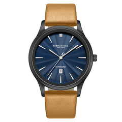 Kenneth Cole KCWGB0000375 Men's Quartz Watch Blue Dial Brown Leather Strap