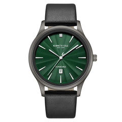 Kenneth Cole KCWGB0000376 Men's Quartz Watch Green Dial Black Leather Strap