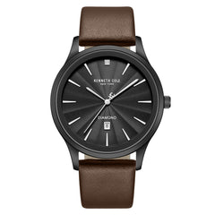 Kenneth Cole KCWGB0000378 Men's Quartz Watch Black Dial Brown Leather Strap