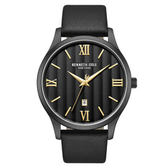 Kenneth Cole KCWGB0000570 Men's Quartz Watch Black Dial Black Leather Strap