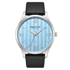Kenneth Cole KCWGB0000573 Men's Quartz Watch Blue Dial Black Leather Strap