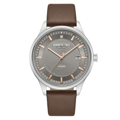 Kenneth Cole KCWGB0000670 Men's Quartz Watch Grey Dial Brown Leather Strap