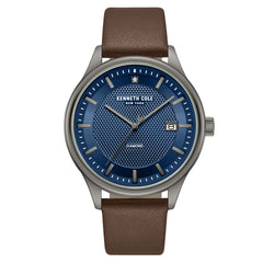 Kenneth Cole KCWGB0000671 Men's Quartz Watch Blue Dial Brown Leather Strap