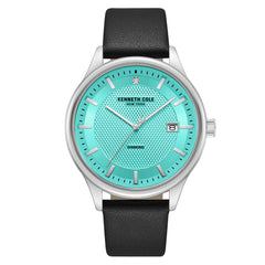 Kenneth Cole KCWGB0000673 Men's Quartz Watch Blue Dial Black Leather Strap