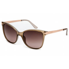 Guess GU7657 57F Women's Shiny Beige Plastic Full Rim Frame Cat Eye Shape Sunglasses