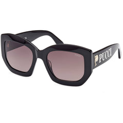 Emilio Pucci EP0211 01B Women's Butterfly Sunglasses Shiny Black Acetate 54mm