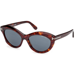 Tom Ford Toni FT1111 54V Women's Oval Sunglasses Red Havana Blue 55mm