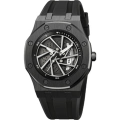 Invicta 69489 Speedway Rim Men's Quartz Watch - 42mm Steel, Black Dial, Silicone Strap