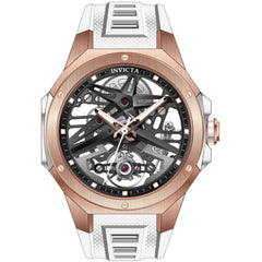 Invicta Celestial 69539 Men's Mechanical Watch, 43mm Rose Gold Case, White Rubber Band