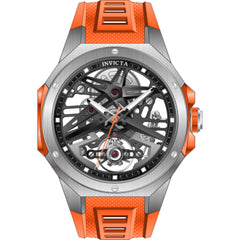 Invicta Celestial 69541 Men's Mechanical Watch, 43mm Silver Dial, Orange Rubber