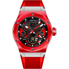 Invicta Celestial 69542 Men's Mechanical Watch, 45mm K9 Glass Case, Red Rubber Band