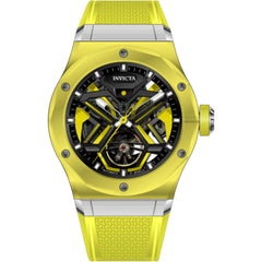 Invicta Celestial 69544 Men's Mechanical Watch, 45mm K9 Glass Case, Yellow Rubber