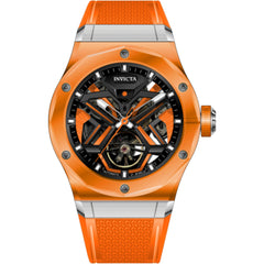 Invicta Celestial 69545 Men's Mechanical Watch, 45mm K9 Glass Case, Orange Rubber