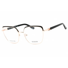 Guess GU2983 005 Women's Rectangular Eyeglasses in Shiny Black/Rose Gold with Full Rim