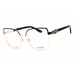 Guess GU50229 005 Women's Rectangular Eyeglasses in Black/Beige Metal, Full Rim Frame
