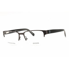 Guess GU50095 009 Men's Rectangular Shape Eyeglasses in Matte Gunmetal Metal Half Rim