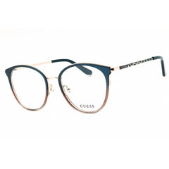 Guess GU50201-D 092 Women's Round Eyeglasses in Blue/Beige/Brown Acetate Full Rim