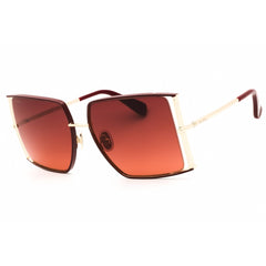 Max Mara MM0120 71F Women's Oversized Sunglasses in Bordeaux/Beige Metal Full Rim