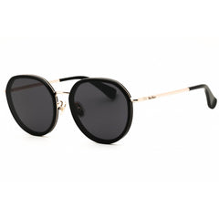 Max Mara MM0148-K 01A Women's Shiny Black Metal Full Rim Frame Round Shape Sunglasses