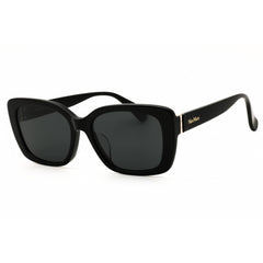 Max Mara MM0158-K 01A Women's Shiny Black Acetate Full Rim Rectangular Sunglasses