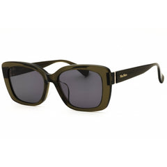 Max Mara MM0158-K 96A Women's Shiny Dark Green Acetate Full Rim Rectangular Sunglasses