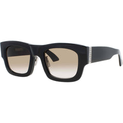 Bugatti 48M BK Unisex Sunglasses in Black/Sterling Silver Acetate/Metal Cat Eye Frame