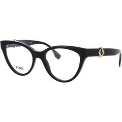 Fendi FE50134I 001 Women's Shiny Black Acetate Full Rim Frame Cat Eye Eyeglasses