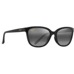 Maui Jim Honi MJ0758S-004 Women's Shiny Black Acetate Cat Eye Polarized Sunglasses