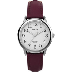 Timex TW2U96300JT Easy Reader Women's Quartz Watch, 30mm Silver-Tone, Burgundy