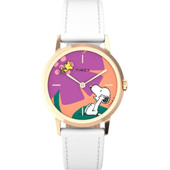Timex TW2V91200ZV Marlin Hand-Wound x Snoopy 34mm Women's Leather Watch
