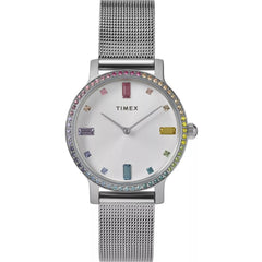 Timex TW2W79000VQ Transcend Women's 31mm Silver-Tone Stainless Steel Mesh Watch