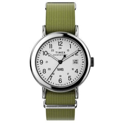 Timex TW2W85600VQ Weekender Men's 37mm White Dial Green Fabric Strap Watch