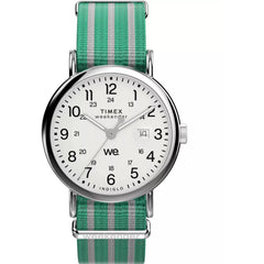 Timex Weekender TW2Y08800VQ Men's Quartz Watch 40mm White Dial Green Fabric Strap