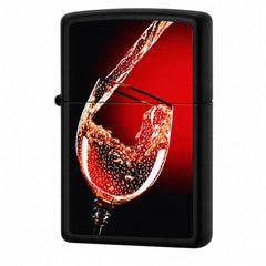 Zippo 28179 Glass of Wine Black Matte Windproof Pocket Lighter