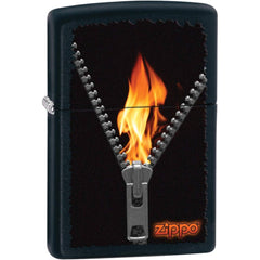 Zippo 28309 Zipped Design Black Matte Windproof Pocket Lighter