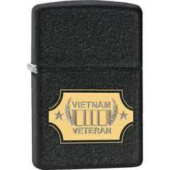 Zippo 28875 Vietnam War Veteran Black Crackle Windproof Refillable Metal Lighter
