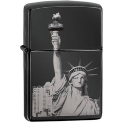 Zippo 29437 Statue of Liberty Black High Polish Windproof Refillable Brass Lighter