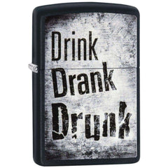 Zippo 29618 Drink Drank Drunk Design Black Matte Windproof Refillable Metal Lighter