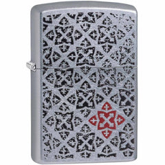 Zippo 29720 Fancy Black Red Design Street Chrome Windproof Refillable Lighter