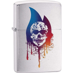 Zippo 29721 Skull Flame Design Street Chrome Windproof Refillable Metal Lighter