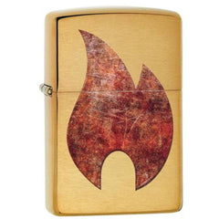 Zippo 29878 Rusty Flame Design Brushed Brass Windproof Refillable Pocket Lighter