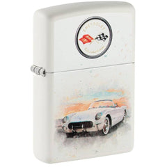Zippo 48406 Corvette Windproof Pocket Lighter, White Matte, Made in USA