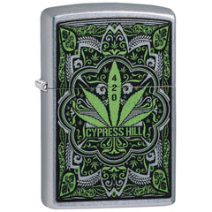 Zippo 49010 Cypress Hill Leaf Design Windproof Pocket Lighter, Street Chrome