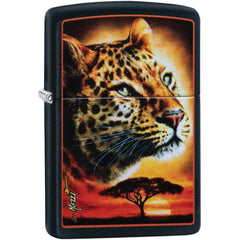 Zippo 49068 Mazzi Leopard Windproof Pocket Lighter, Black Matte, USA