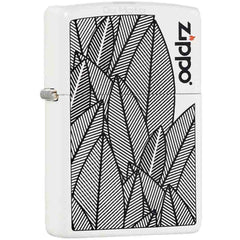 Zippo 49214 Leaves Design Windproof Pocket Lighter, White Matte, USA