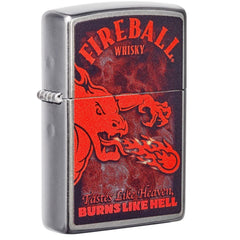 Zippo 49308 Fireball Whiskey Windproof Pocket Lighter, Street Chrome