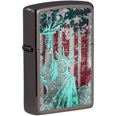 Zippo 49663 Statue of Liberty Black Ice Windproof Pocket Lighter