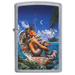 Zippo 49688 Mermaid Art Street Chrome Windproof Pocket Lighter