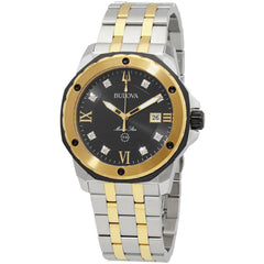 Bulova 98D175 Marine Star Men's Diamond Watch, 44mm, Black Dial, Two-Tone